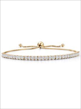 Lab Grown Diamond Tennis Bracelet 18K Yellow Gold Plated 925 Sterling Silver